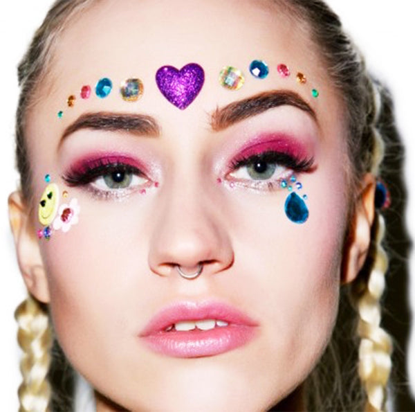 face jewels, body jewels, body tattoos, face stickers, glitter face jewels, gem face jewels