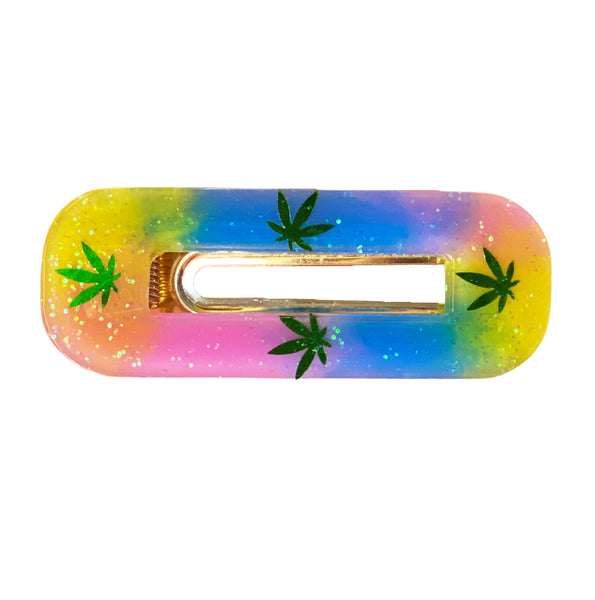 Weed U Be Mine Resin Hair Clip Rainbow Marijuana Hair Accessory